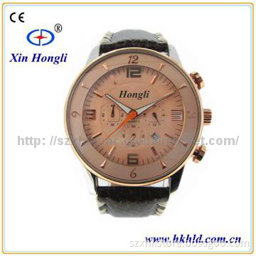 5ATM waterproof,Day/date fashion brown men watch